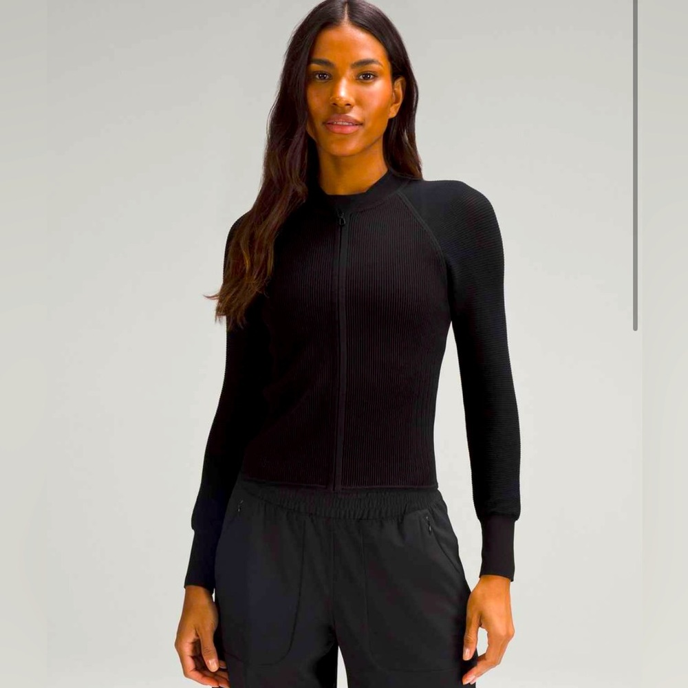 Lululemon Lightweight Ribbed Knit Jacket Black Size Medium